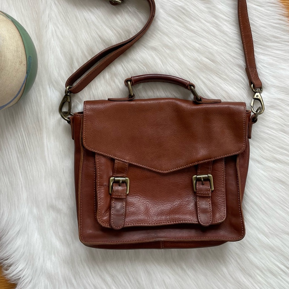 Fat Face Brown Leather Satchel Crossbody Bag - Picture 3 of 13